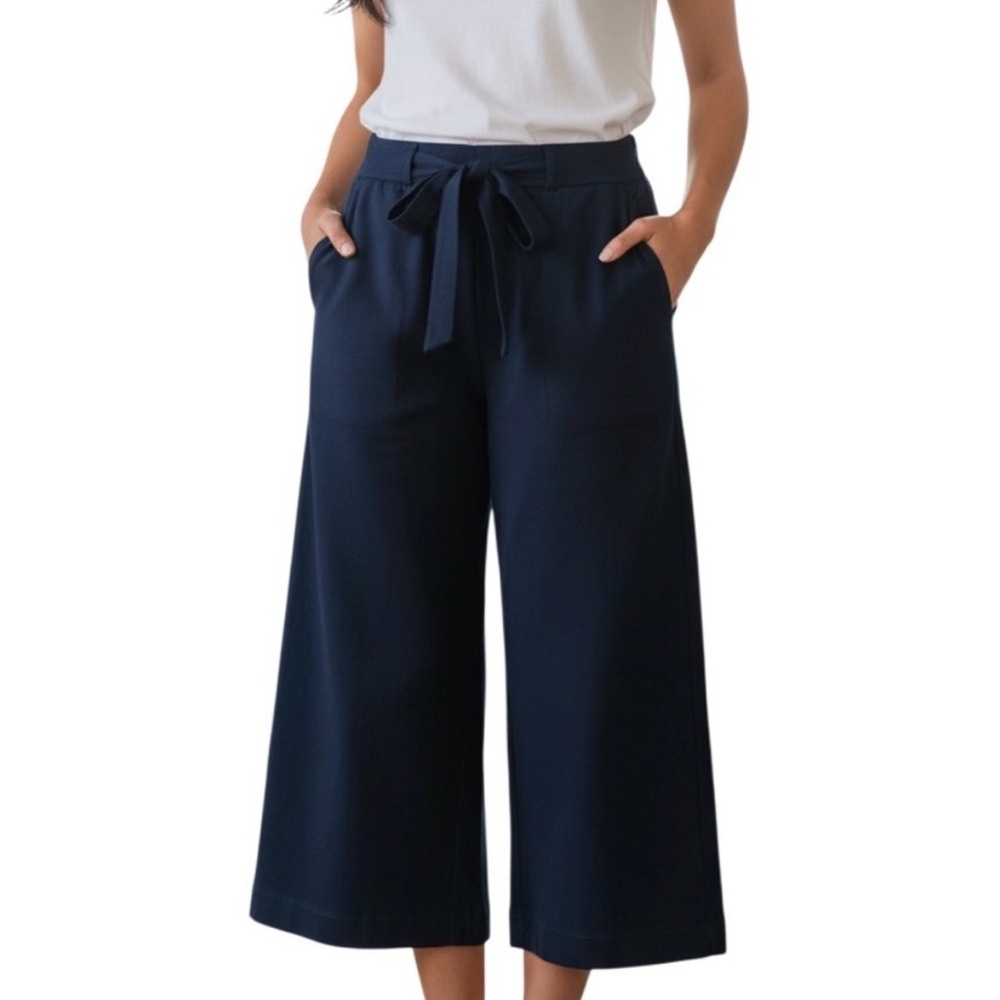 Six/Fifty Jacklyn Navy Cinched Tie Waist Wide Leg Tie Waist Pants NWT, XS & S